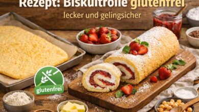 Rezept Biskuitrolle glutenfrei lecker und gelingsicher [Bildinhalt mit KI erstellt]