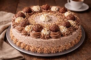 Ferrero Rocher-Torte: Ein Hauch von Luxus auf dem Kuchenteller [Bildinhalt mit KI erstellt]