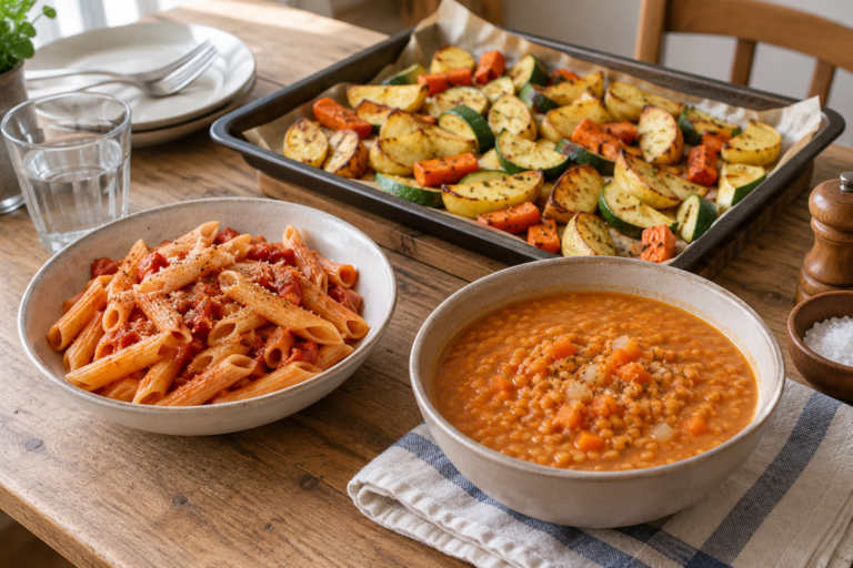10 einfache Gerichte für Anfänger: Schritt für Schritt kochen [Bildinhalt mit KI erstellt]